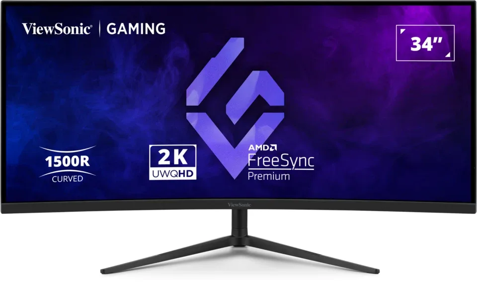 Viewsonic VX3418C-2K Gaming Monitor 3440 x 1440 pixels, UltraWide QHD, 180Hz, 1ms, 2x HDMI, 2x DisplayPort, With Speakers, Black