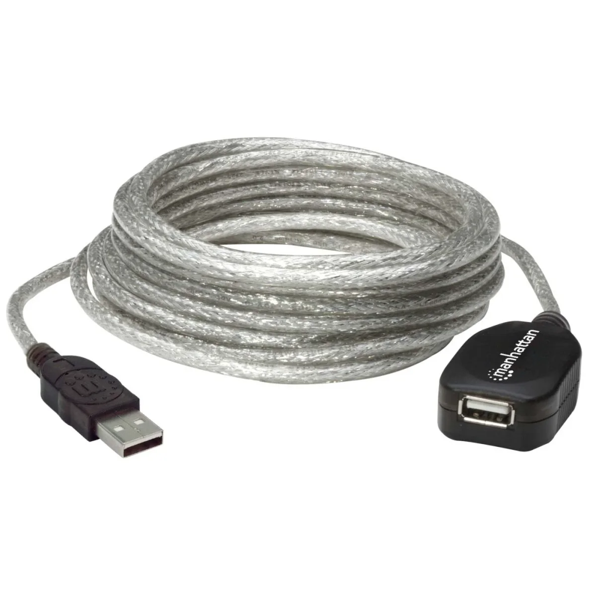 Manhattan 519779 USB-A Cable 5M Male/Female- 480MBPS (USB 2.0) Extension Blck