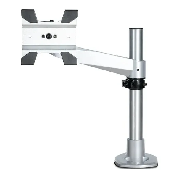 Startech Desk Mount Monitor Arm, VESA or Apple iMac/Thunderbolt Display up to 14kg, Articulating Height Adjustable Single Desktop Monitor Pole Mount, Desk Clamp or Grommet, Silver - Small Footprint Design (ARMPIVOTB2)