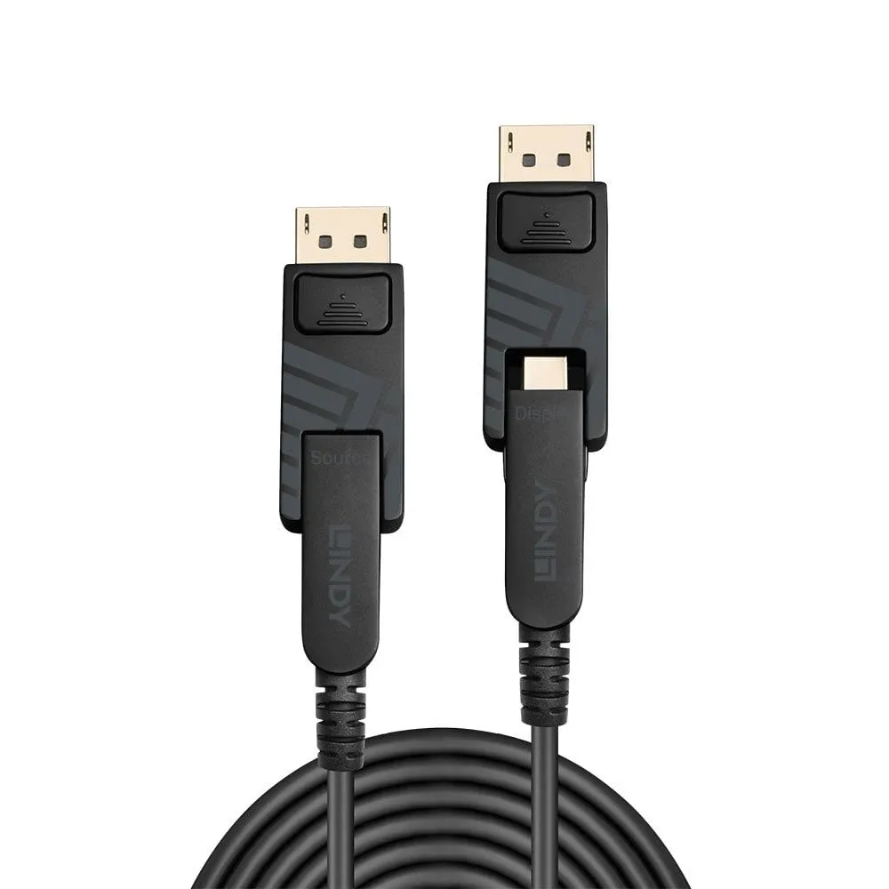 Lindy 38486 100M Fibre Optic Hybrid Mini Displayport 1.4 Cable