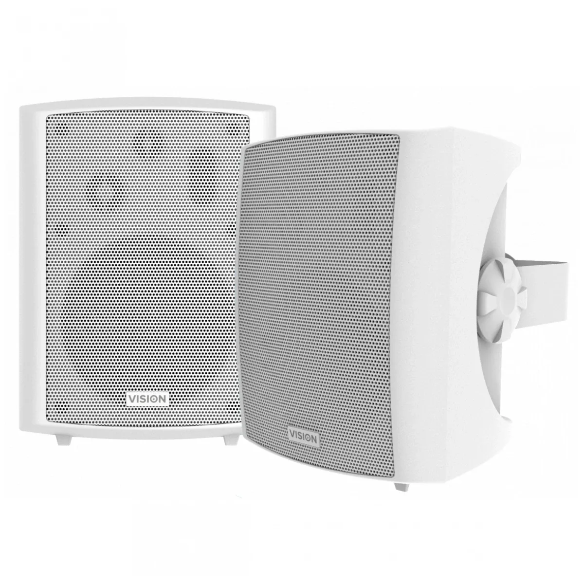 Pair wall speakers - 5.25" - passive - 50 watt power handling - 3 way with bass reflex - horizontal C brackets included - white