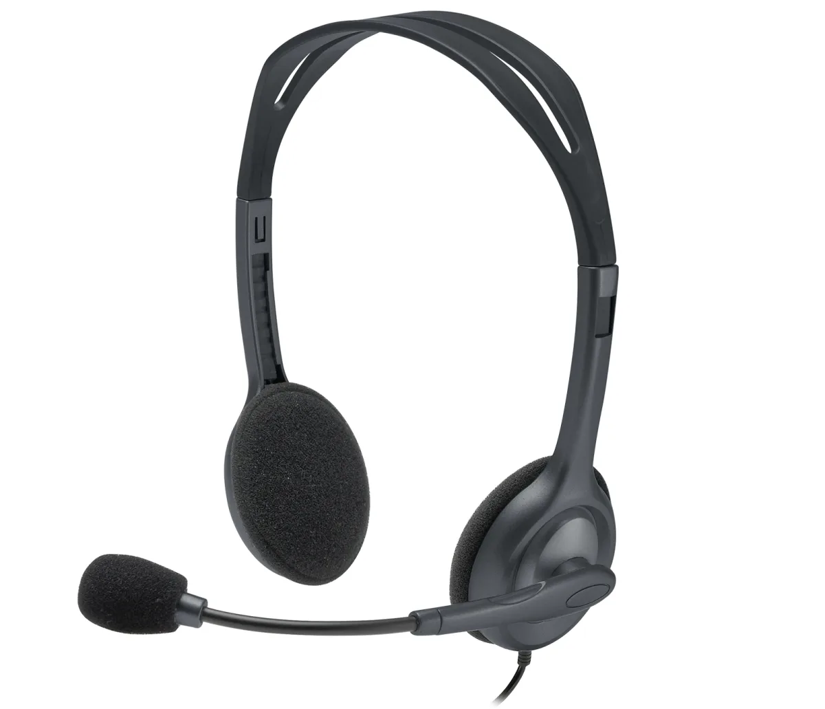 Logitech H111 Wired Headset, Stereo Sound, 3.5mm Audio Jack, Noise-Cancelling Microphone, Black