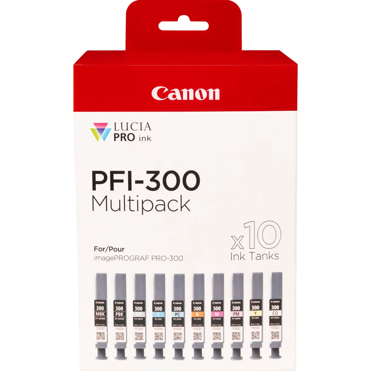 Canon PFI-MBK/PBK/CO/GY/R/C/M/Y/PC/PM 10 Ink Cartridge Multipack - 10-pack - 14.4 ml - matte black, photo magenta, red, yellow, magenta, photo black, photo cyan, grey, cyan, chroma optimiser - original - ink tank - for imagePROGRAF PRO-300