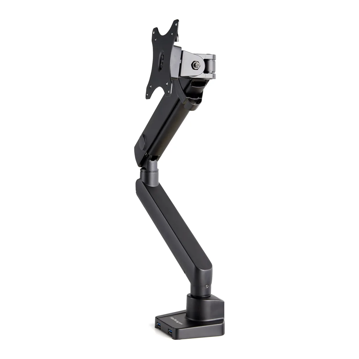 Startech Desk Mount Monitor Arm with 2x USB 3.0 ports, Slim Full Motion Adjustable Single Monitor VESA Mount up to 17.6lbs (8kg) Display, Ergonomic Articulating Arm, Desk Clamp/Grommet - One-touch Adjustment (ARMSLIM2USB3) - Mounting kit (articulating arm, desk clamp mount, grommet clamp) - Slim Full-motion - for LCD display/ curved LCD display - heavy duty aluminium - black - screen size: 17"-34" - desk-mountable