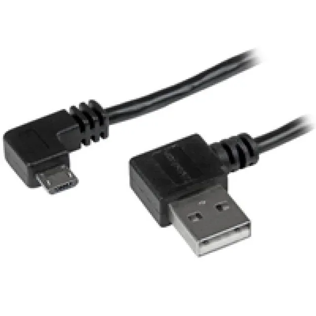 StarTech 1m 3 ft Micro-USB Cable with Right-Angled Connectors - M/M - USB A to Micro B Cable - 3ft Right Angle Micro USB Cable (USB2AUB2RA1M)