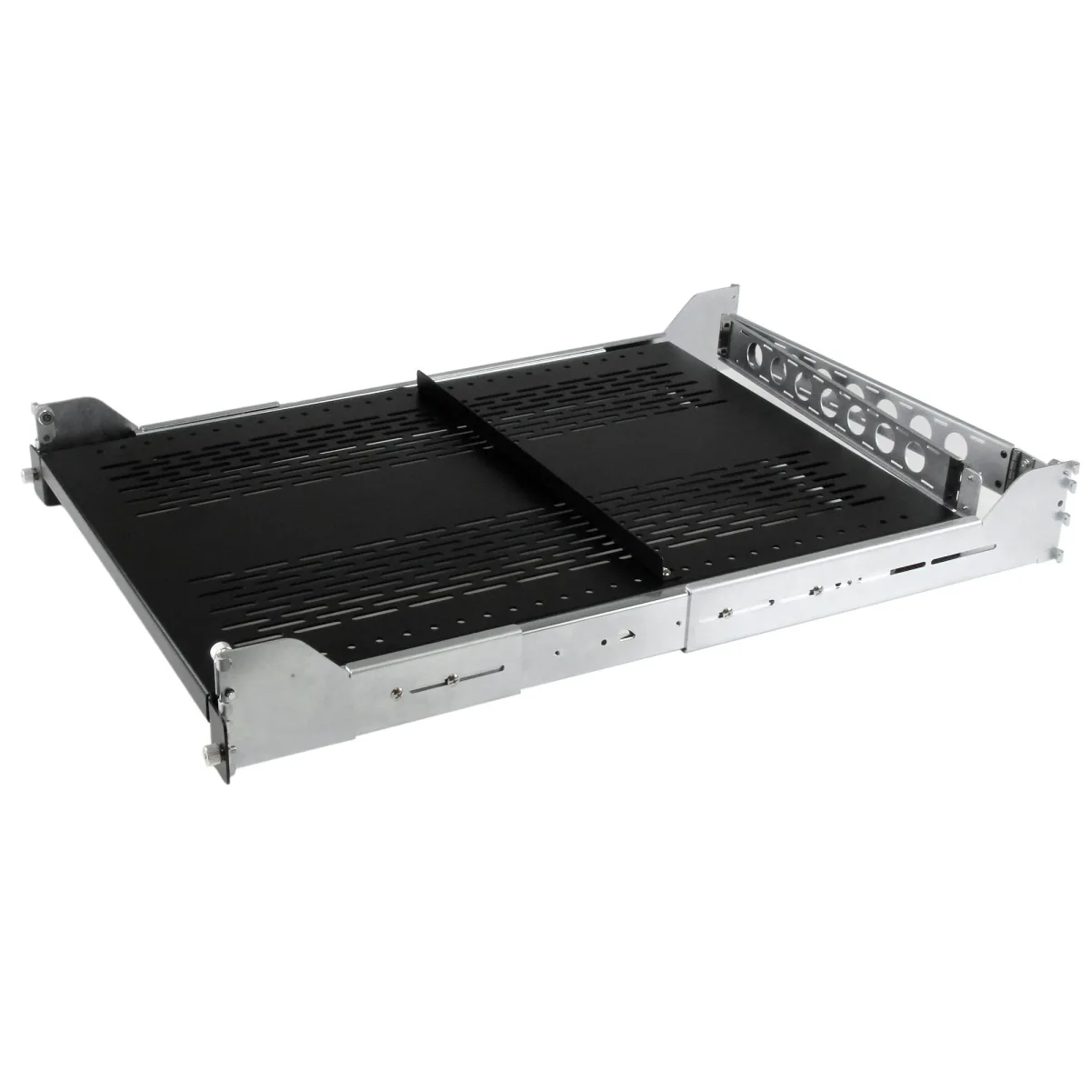 Startech 2U Vented Sliding Server Rack Shelf w/ Cable Management Arm - 27.7 to 31.6in Adjustable Mounting Depth - 125lb - 24in Deep - Rack shelf - black - 2U - for P/N: RK1233BKM, RK2433BKM, RK2537BKM, RK3236BKF, RK4236BKB, RK4242BK24, RK4242BK30