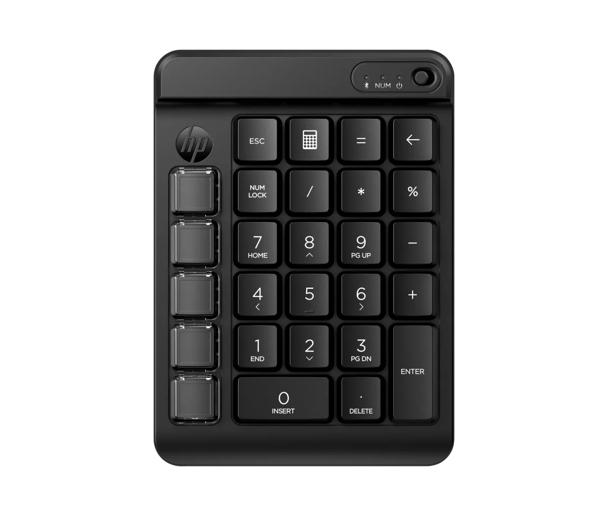 HP 430 - Keypad - 9 programmable keys, low profile key travel, swappable keycaps with stickers - wireless - Bluetooth 5.3 - English - jack black
