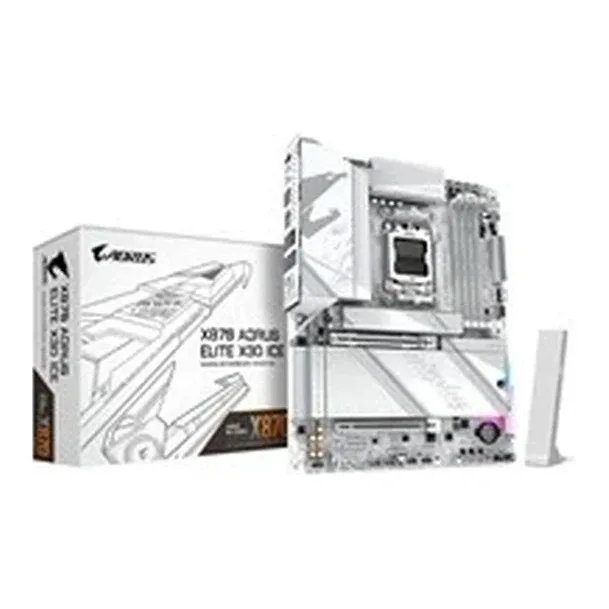 Gigabyte X870 AORUS ELITE X3D ICE AMD AM5 Socket Motherboard, ATX, 4x DDR5 Slots, 4x M.2 Sockets, 5GbE LAN, Wi-Fi 7, 1x HDMI Port / 2x USB-C (USB4)