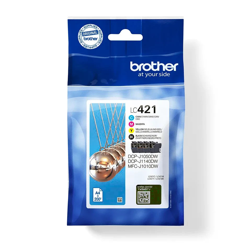 Brother LC421 - 4-pack - black, yellow, cyan, magenta - original - ink cartridge - for Brother DCP-J1140DW, MFC-J1010DW, MFC-J1012DW