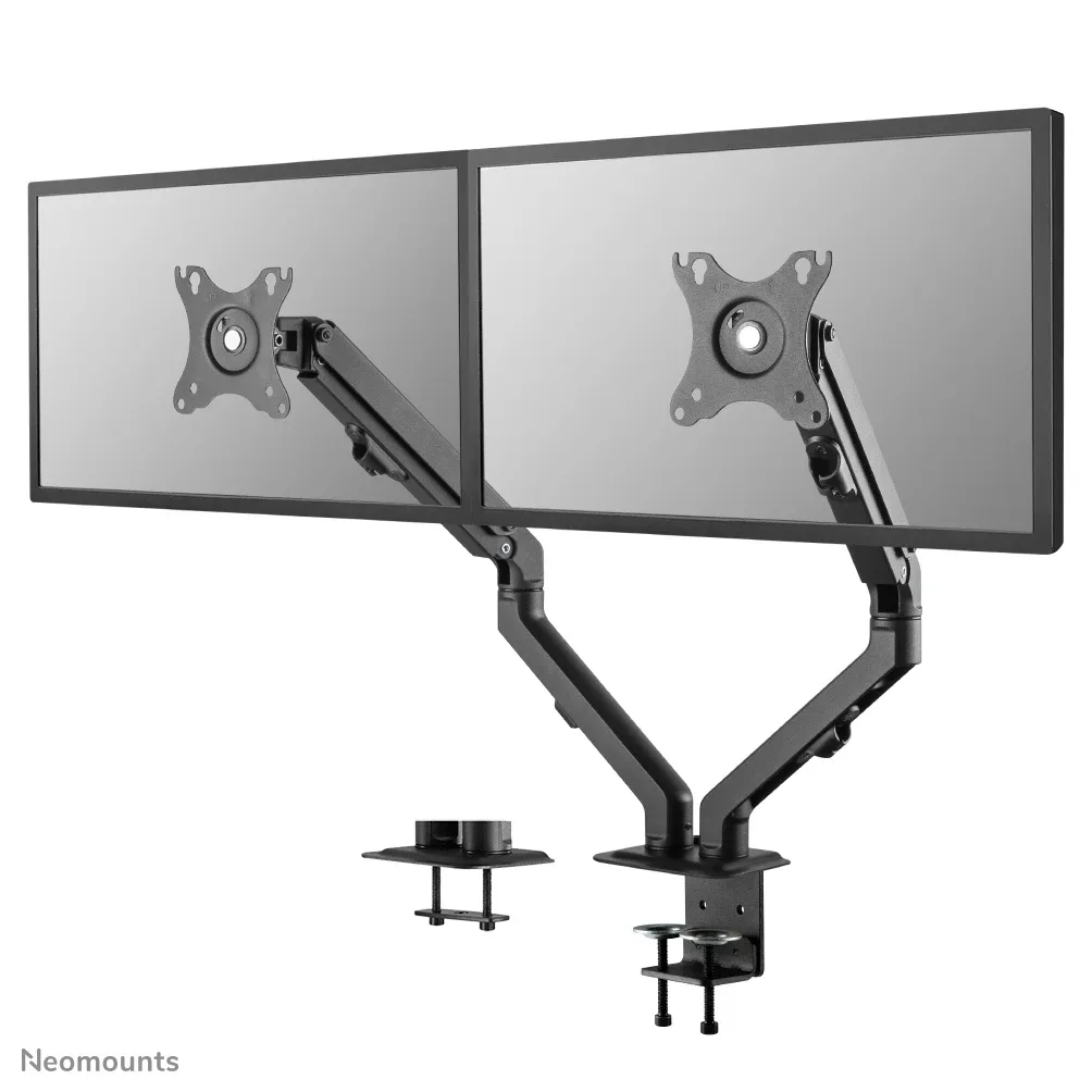 Neomounts FPMA-D650D - Mounting kit - full-motion - for 2 LCD displays - steel - black - screen size: 17"-27" - clamp mountable, grommet, desk-mountable