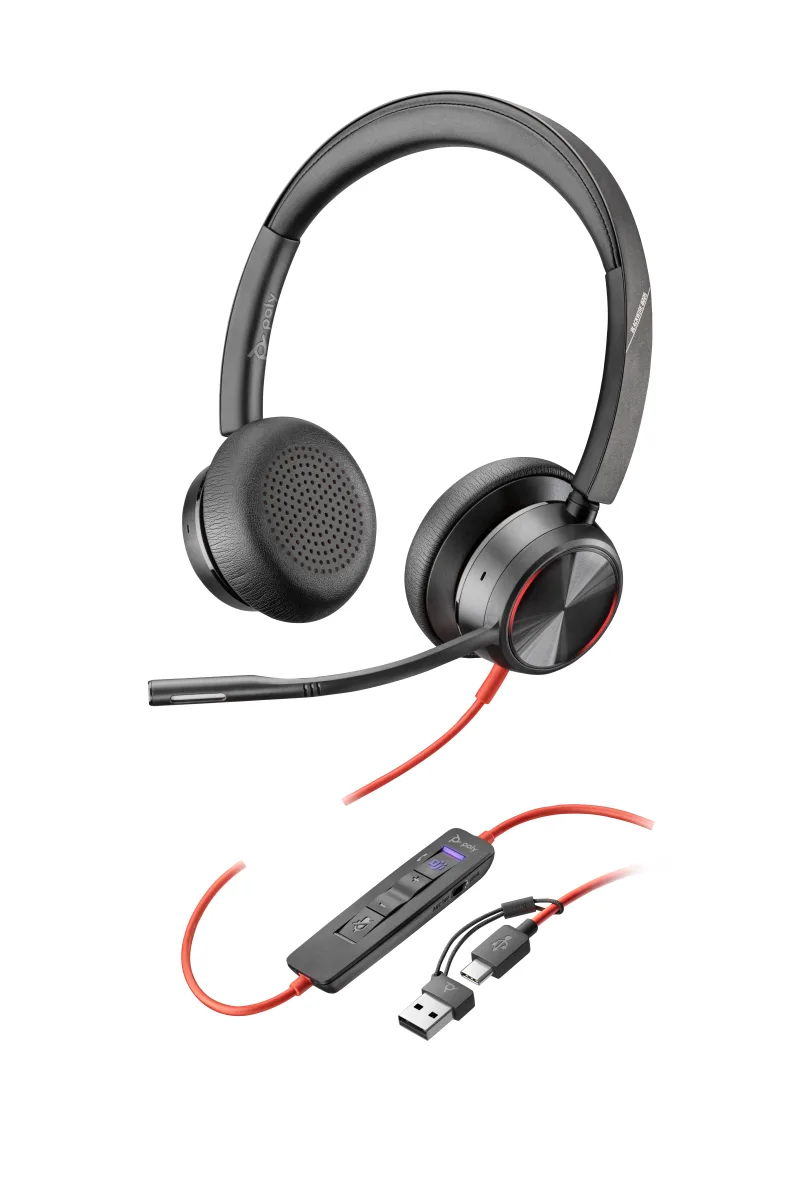HP Poly Blackwire 8225 - Blackwire 8200 series - headset - on-ear - wired - active noise cancelling - USB-C - black - Certified for Microsoft Teams, UC certified