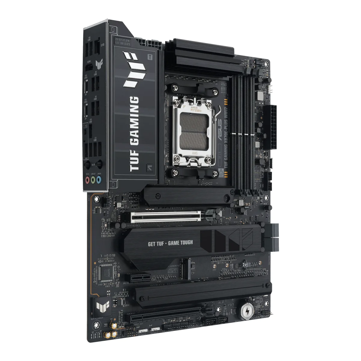 ASUS TUF GAMING X870E-PLUS WIFI7 - Motherboard - ATX - Socket AM5 - AMD X870E Chipset - USB4, USB-C 3.2 Gen 2x2, USB 3.2 Gen 2, USB 3.2 Gen 1 - Wi-Fi 7, 2.5 Gigabit LAN, Bluetooth - onboard graphics (CPU required) - HD Audio (8-channel)