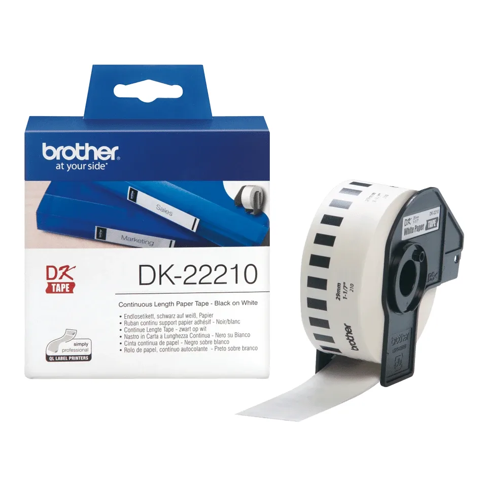 Brother DK22210 Cinta Continua Blanca Ancho 29MM Longitud 30.48M