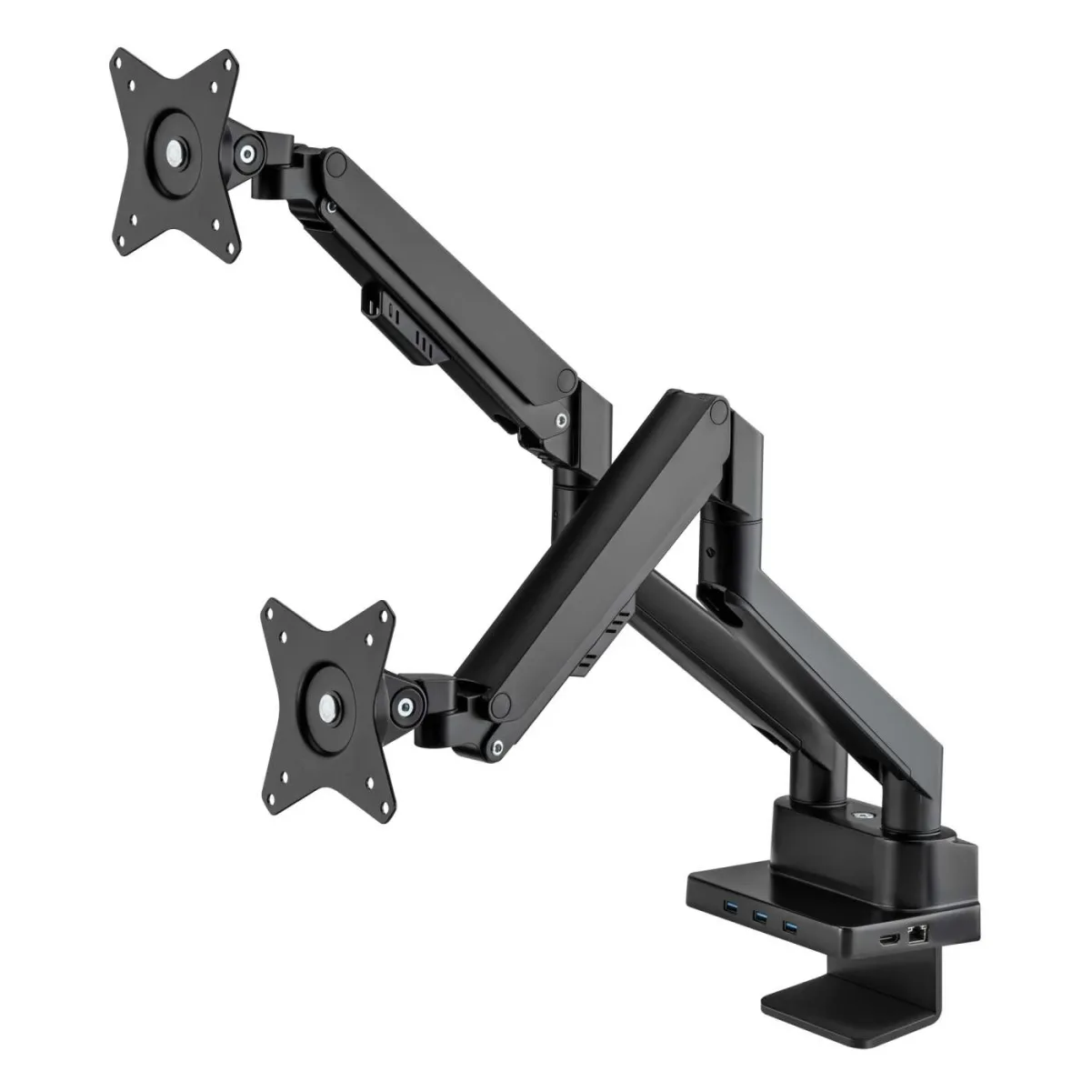 Manhattan 461887 TV/Monitor Desk Mount Dual Dock -Gas Dual 27" Enet/HDMI/USB-A/C