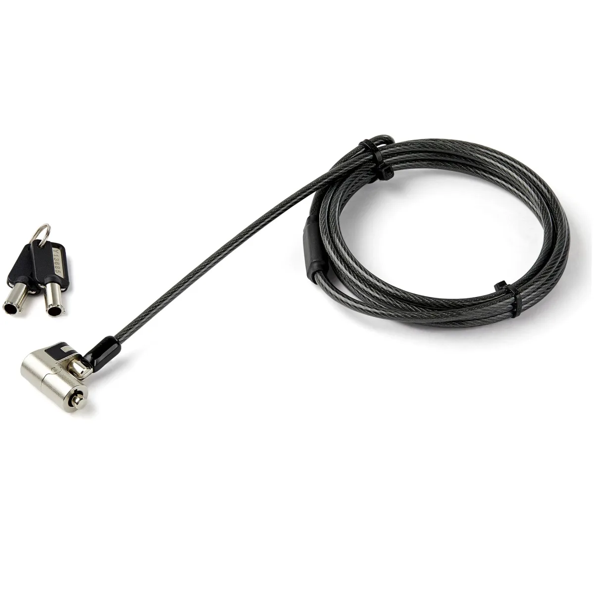 Startech 6.5' (2m) 3-in-1 Universal Laptop Cable Lock, Keyed Laptop/Desktop Security Cable Lock Compatible w/ K-Slot, Nano & Wedge Slot Computer, Anti-Theft Steel Cable Lock w/ Keys - Universal Laptop Lock - Security cable lock - 2.03 m - TAA Compliant