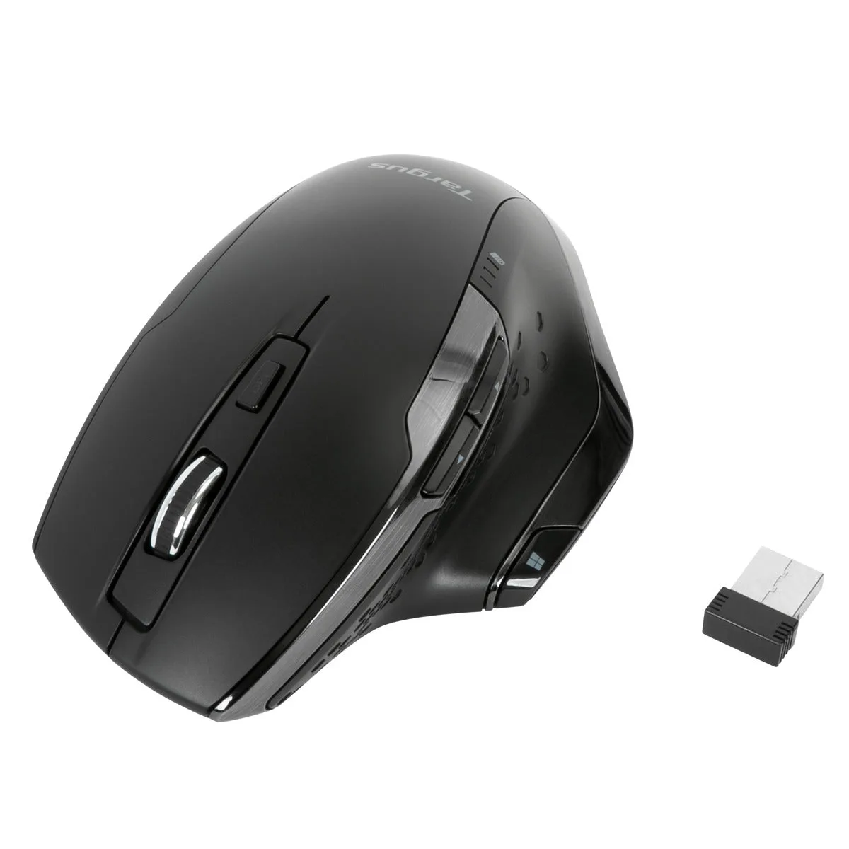 Targus - Mouse - ergonomic - antimicrobial - right-handed - 7 buttons - wireless - 2.4 GHz - USB wireless receiver - black