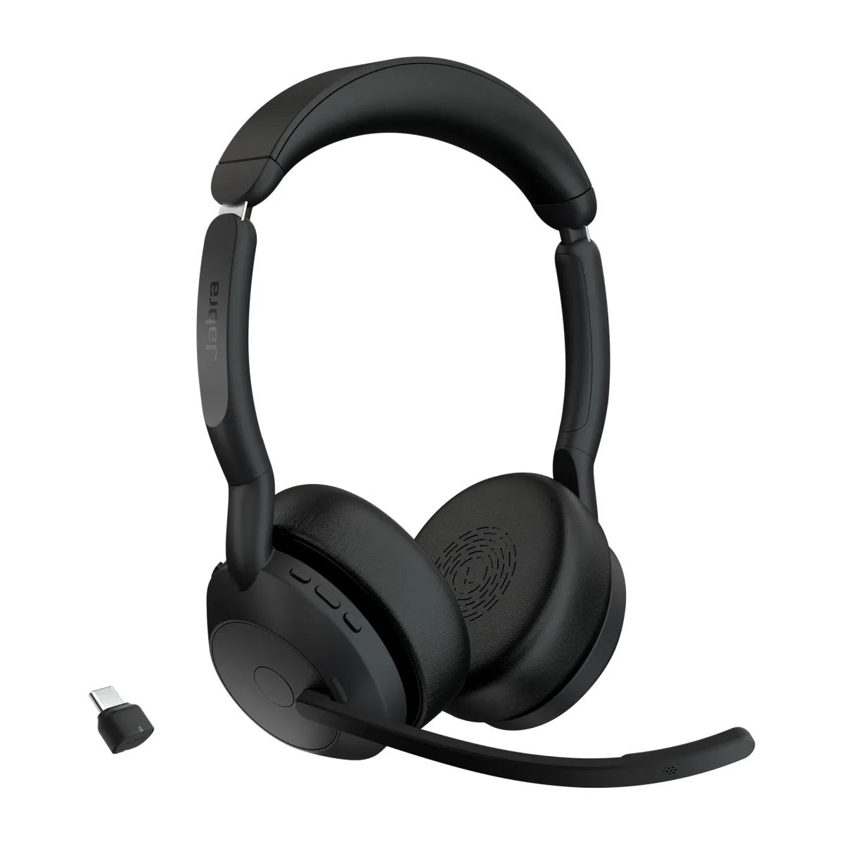 Jabra Evolve2 55 UC Stereo - Headset - on-ear - Bluetooth - wireless - active noise cancelling - USB-C - black - Zoom Certified, Cisco Webex Certified, Alcatel-Lucent Certified, Avaya Certified, Unify Certified, MFi Certified, Google Meet Certified, Amazon Chime Certified