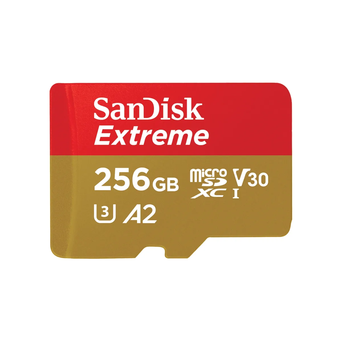 SanDisk Extreme - Flash memory card (microSDXC to SD adapter included) - 256 GB - A2 / Video Class V30 / UHS-I U3 / Class10 - microSDXC UHS-I