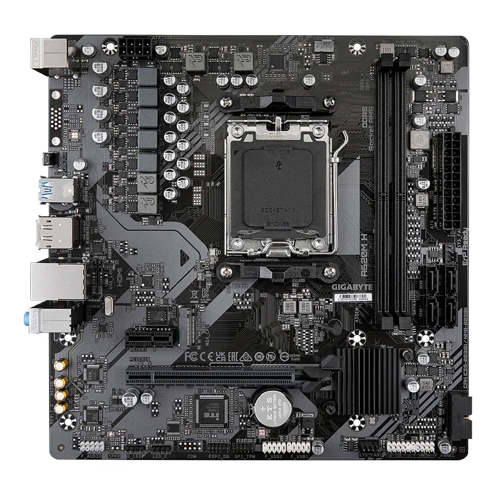Gigabyte A620M H Ultra Durable AMD AM5 Socket Motherboard, Micro-ATX, 2x DDR5 Slots, 1x M.2 Socket, GbE LAN, 1x DisplayPort / 1x HDMI Port