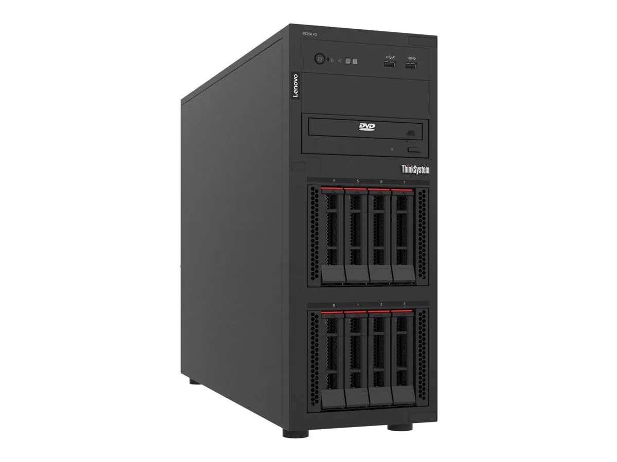 Lenovo ThinkSystem ST250 V3 7DCE - Server - tower 4U - 1-way - 1 x Xeon E-2468 / up to 5.2 GHz - RAM 32 GB - hot-swap 2.5" bay(s) - no HDD - Matrox G200 - Gigabit Ethernet - no OS - monitor: none