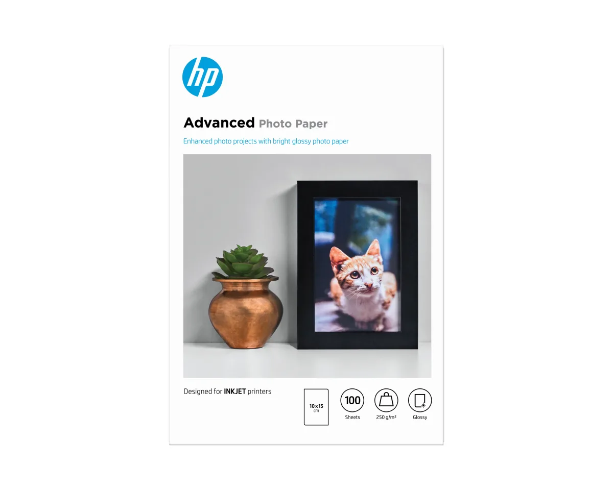 HP ADV GLOSSY PHOTO PAPER 250G 10X15 BORDERLESS 100SH