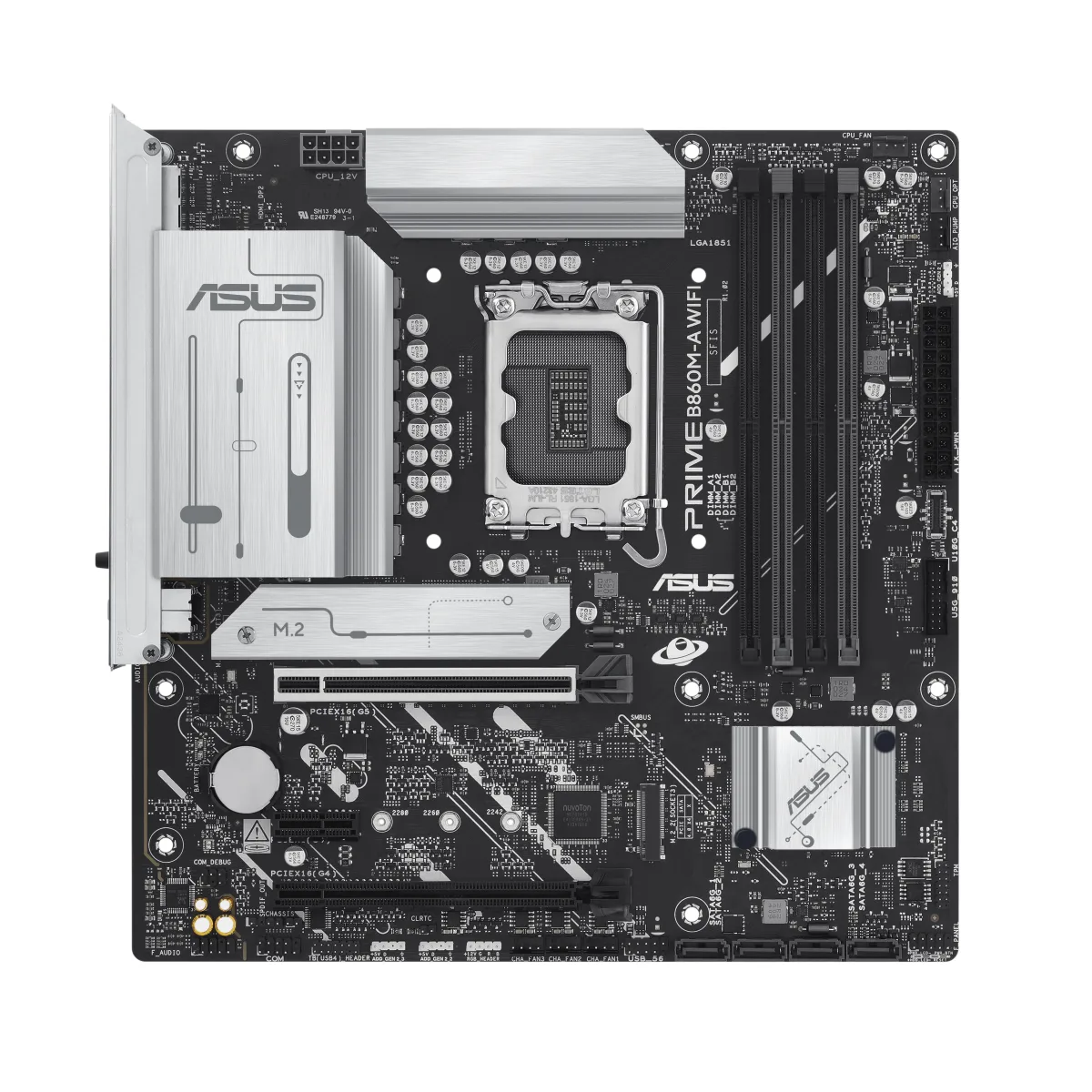 ASUS PRIME B860M-A WIFI - Motherboard - micro ATX - LGA1851 Socket - B860 Chipset - USB-C 3.2 Gen 2x2, USB 3.2 Gen 2, USB 3.2 Gen 1, USB-C 3.2 Gen 1 - 2.5 Gigabit LAN, Bluetooth, Wi-Fi 6E - onboard graphics (CPU required) - HD Audio (8-channel)