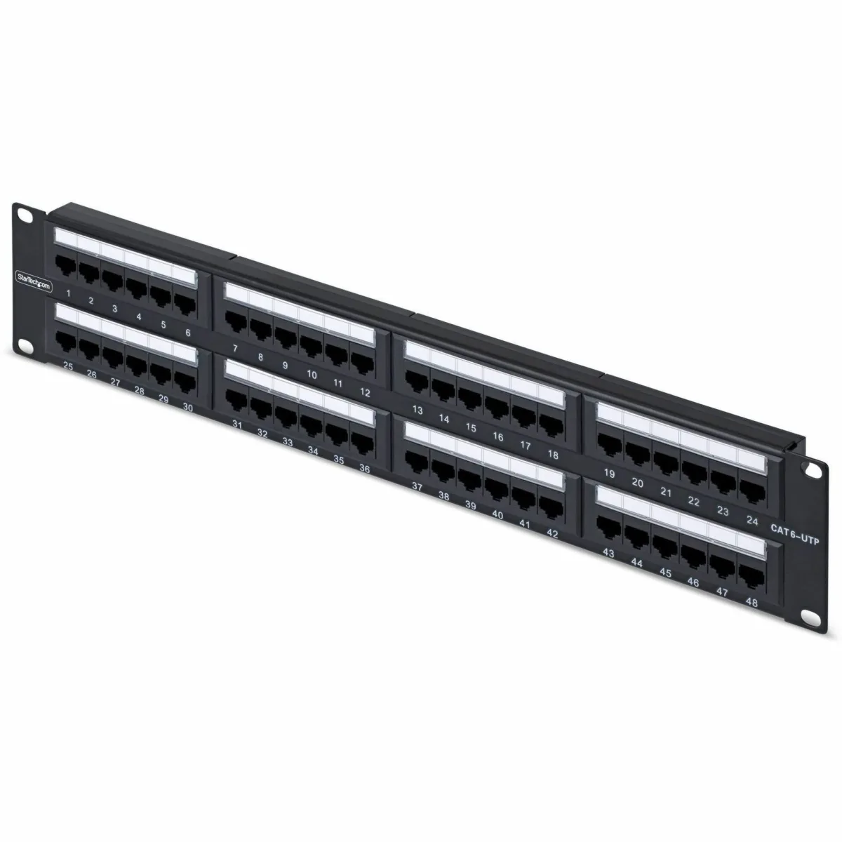 Startech - Patch panel - 110 punch-down - rack mountable - CAT 6 - UTP - RJ-45 X 48 - black - 2U - 19