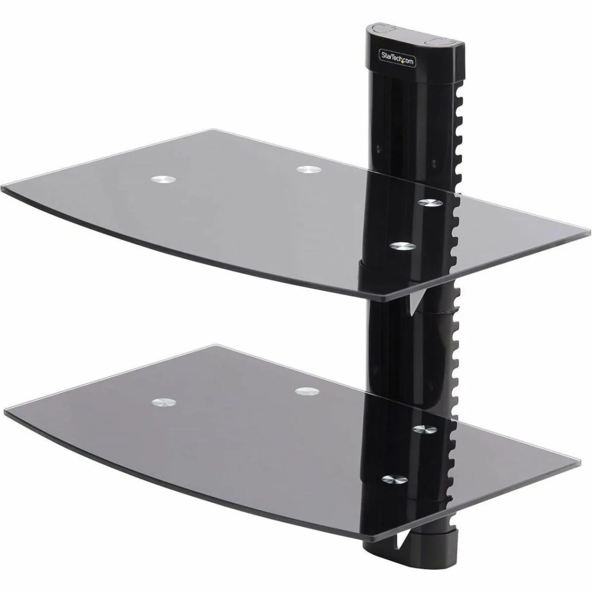 Startech Dual Floating Wall-Mounted AV Shelves, Adjustable Height Shelf For Under TV, Organize A/V Equipment On Black Tempered Glass Shelves - Shelf - for audio/video components - plastic, aluminium, steel - black - wall-mountable