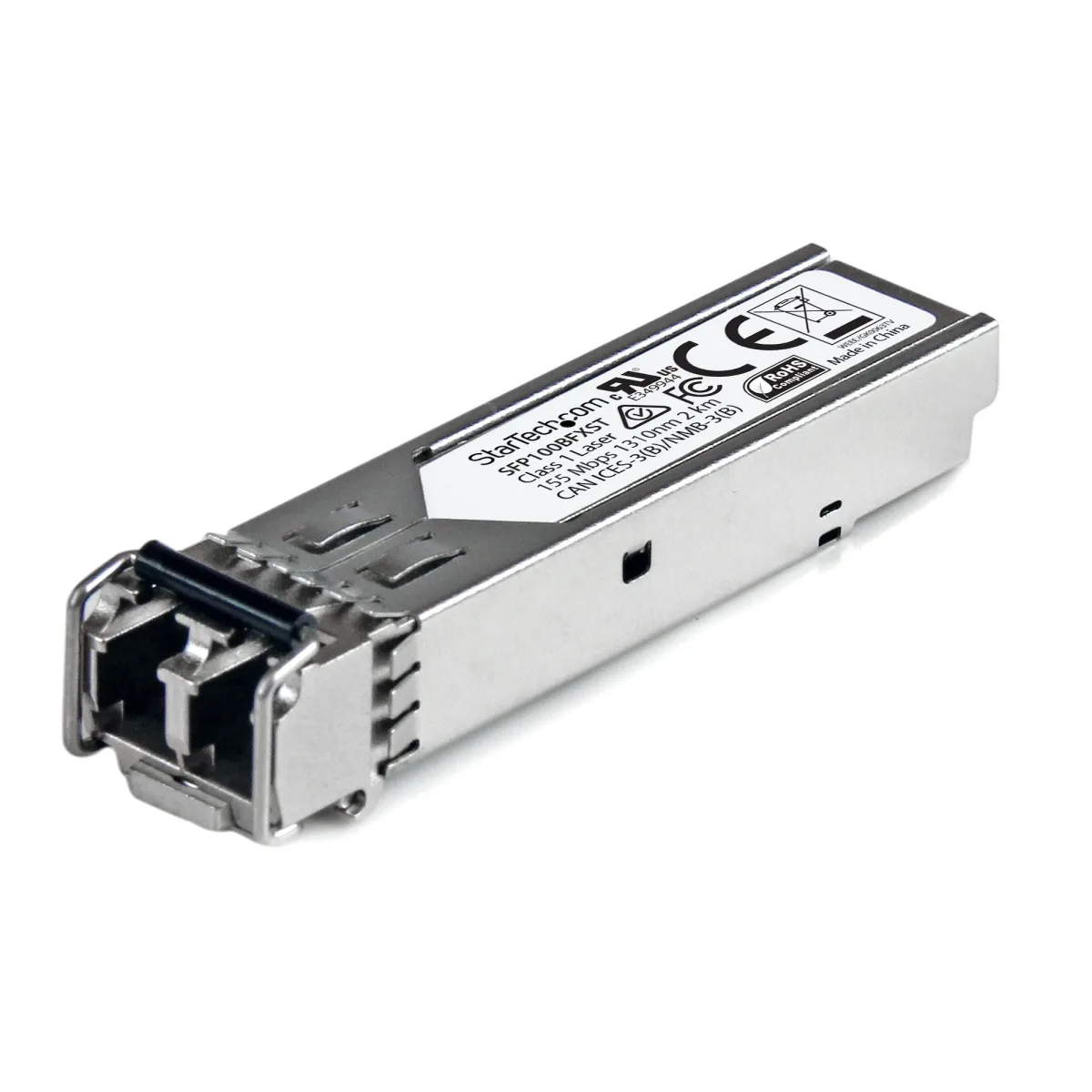Startech MSA Uncoded Compatible SFP Module, 100BASE-FX, 100MbE Multi Mode (MMF) Fiber Optic Transceiver, 100Mb Ethernet SFP, LC Connector, 2km, 1310nm, DDM, Mini GBIC Module, 100Mbps - Lifetime Warranty (SFP100BFXST)