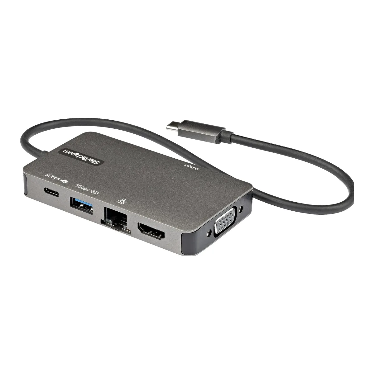 Startech USB-C Multiport Adapter, USB-C to 4K 30Hz HDMI or 1080p VGA, USB Type-C Mini Dock with 100W Power Delivery Passthrough, 3-Port USB 3.0 Hub 5Gbps, GbE, 12" Long Attached Cable - Works w/ Thunderbolt 3 (DKT30CHVPD2)