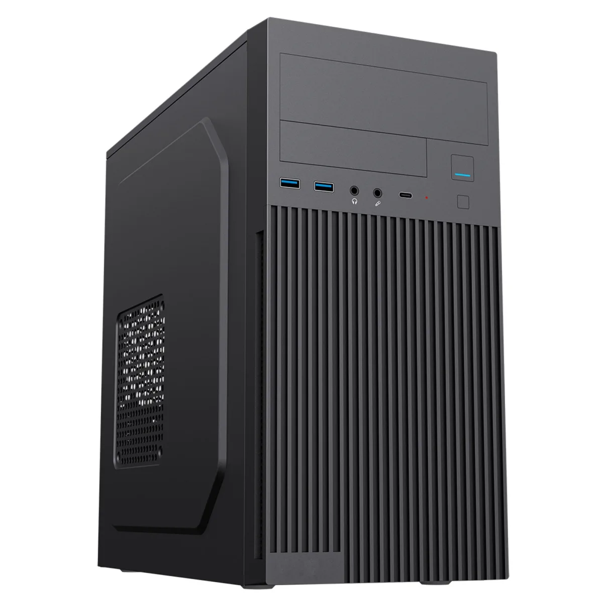 CiT Mentor Micro-ATX Office PC Case With USB Type C and 80mm Rear Black Fan Included