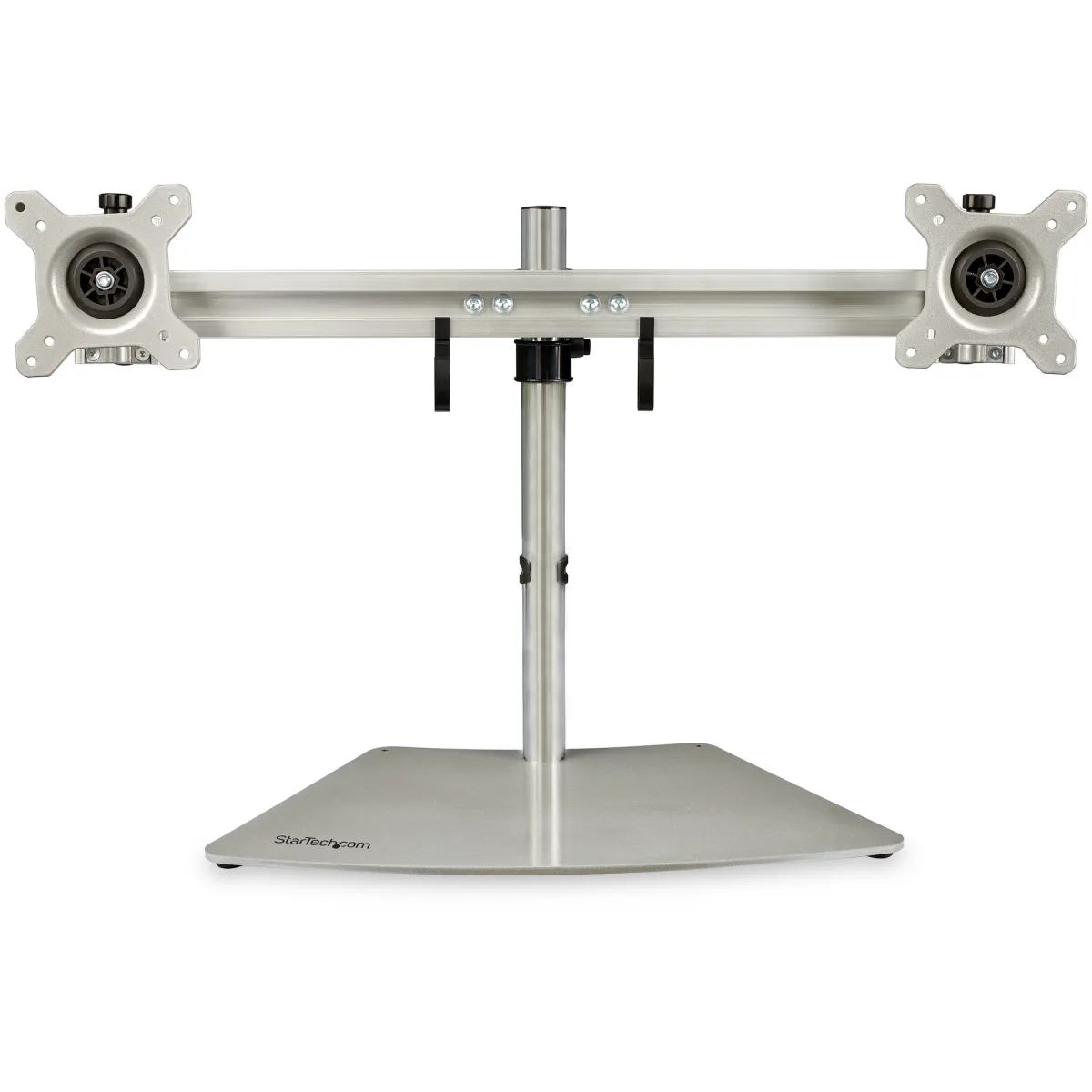 Startech Dual Monitor Stand, Ergonomic Free Standing Dual Monitor Desktop Stand for two 24" VESA Mount Displays, Synchronized Height Adjustable, Double Monitor Pole Mount, Silver - Double Monitor Holder (ARMDUOSS) - Stand - for 2 monitors - plastic, aluminium, steel - black, silver - screen size: 24" - desktop