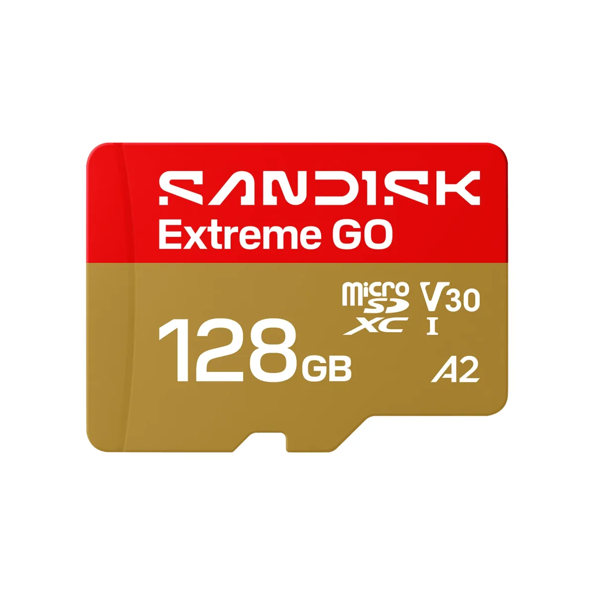 SanDisk Extreme Go - Flash memory card - 128 GB - A2 / Video Class V30 / UHS-I U3 - microSDHC UHS-I
