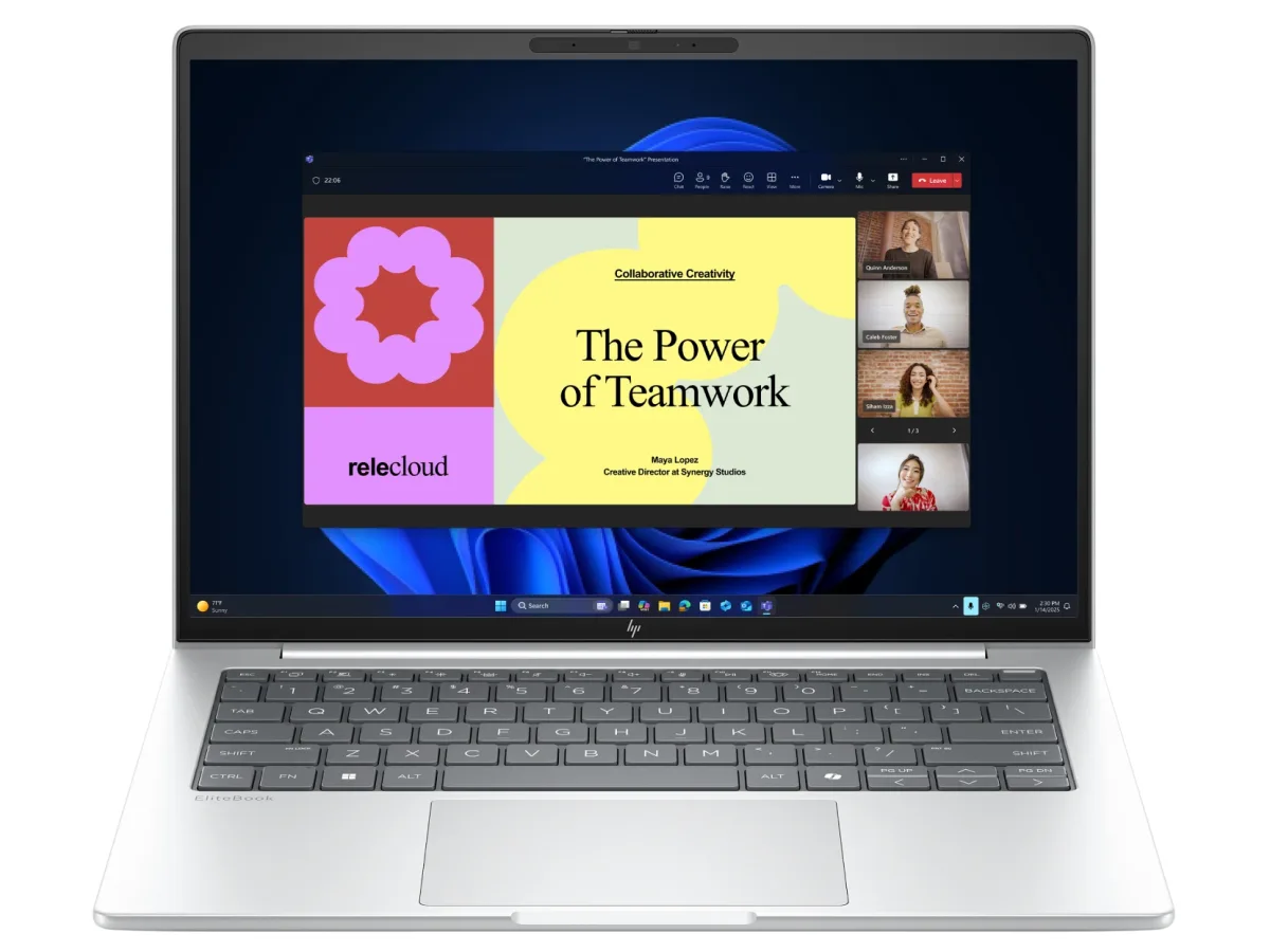 HP EliteBook 8 G1i Notebook - AI PC - Intel Core Ultra 7 - 265U / up to 5.3 GHz - Win 11 Pro - Intel Graphics - 16 GB RAM - 1 TB SSD NVMe, TLC - 14" IPS touchscreen 1920 x 1200 - NFC, Wi-Fi 7, Bluetooth - 5G - glacier silver aluminium - kbd: UK - with HP Wolf Pro Security Edition (1 year)
