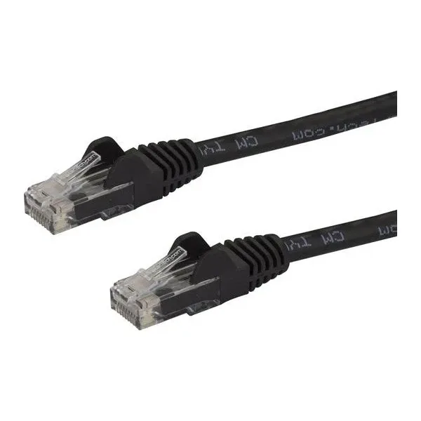 Startech 15m CAT6 Ethernet Cable, 10 Gigabit Snagless RJ45 650MHz 100W PoE Patch Cord, CAT 6 10GbE UTP Network Cable w/Strain Relief, Black, Wiring is UL Certified/TIA - Category 6 - 24AWG (N6PATC15MBK)