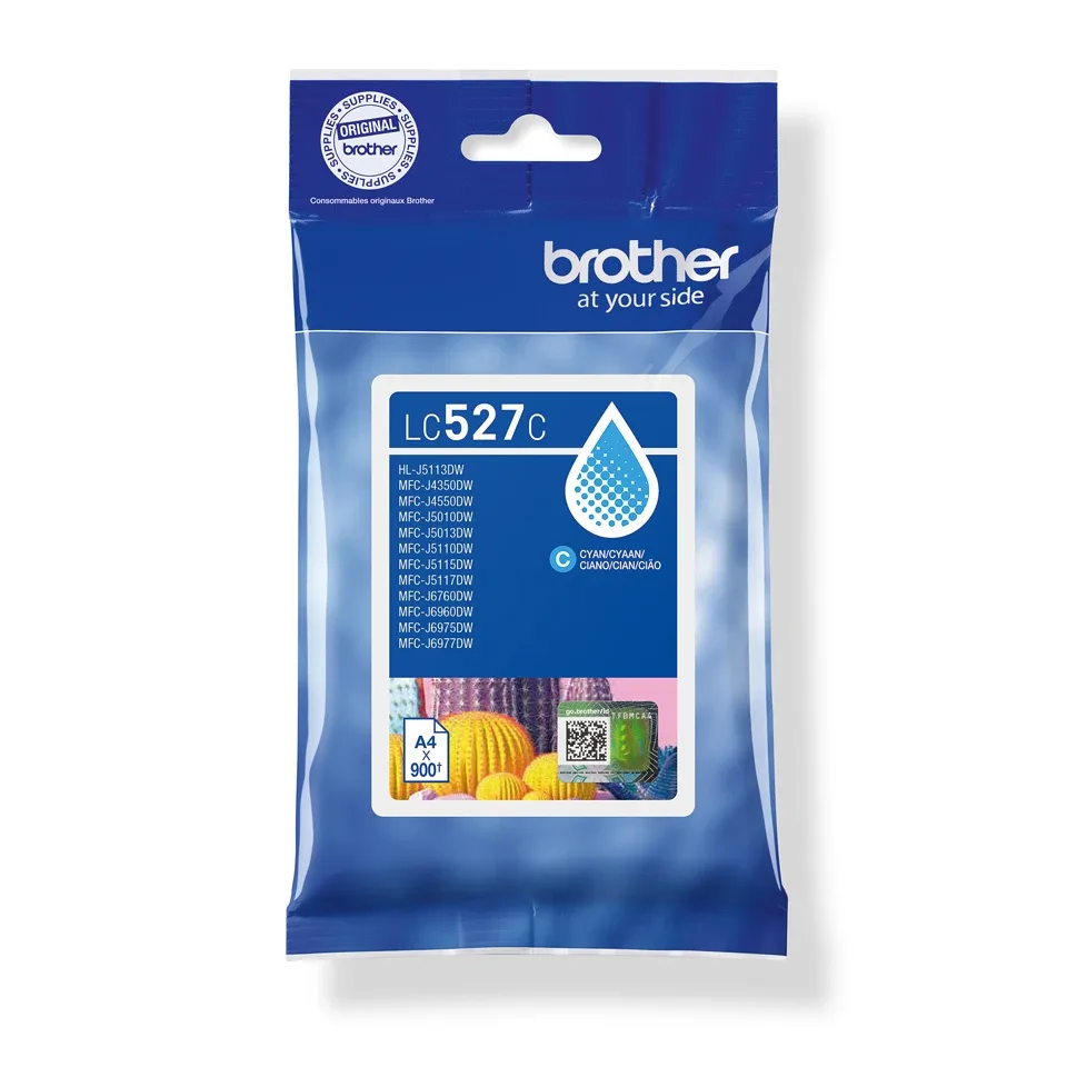 Brother LC527C - Cyan - original - pillow pack - ink cartridge - for Brother MFC-J4350DW, MFC-J4550DW, MFC-J6760DW