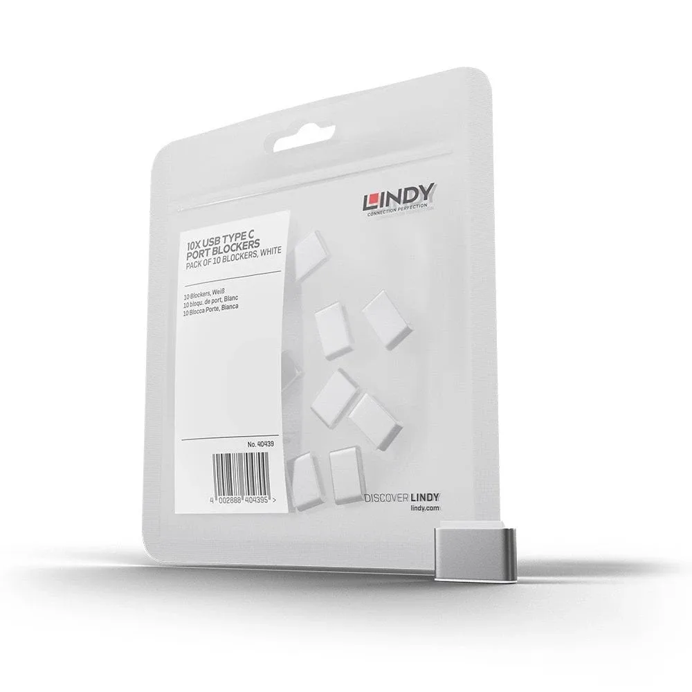 Lindy 40439 USB Type C Port Blockers (Without Key)-pack of 10 White