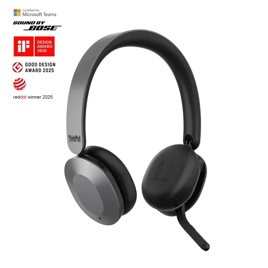 Lenovo ThinkPad 8550 - Aura Edition - headset - on-ear - Bluetooth - wireless - active noise cancelling - thunder grey - Certified for Microsoft Teams