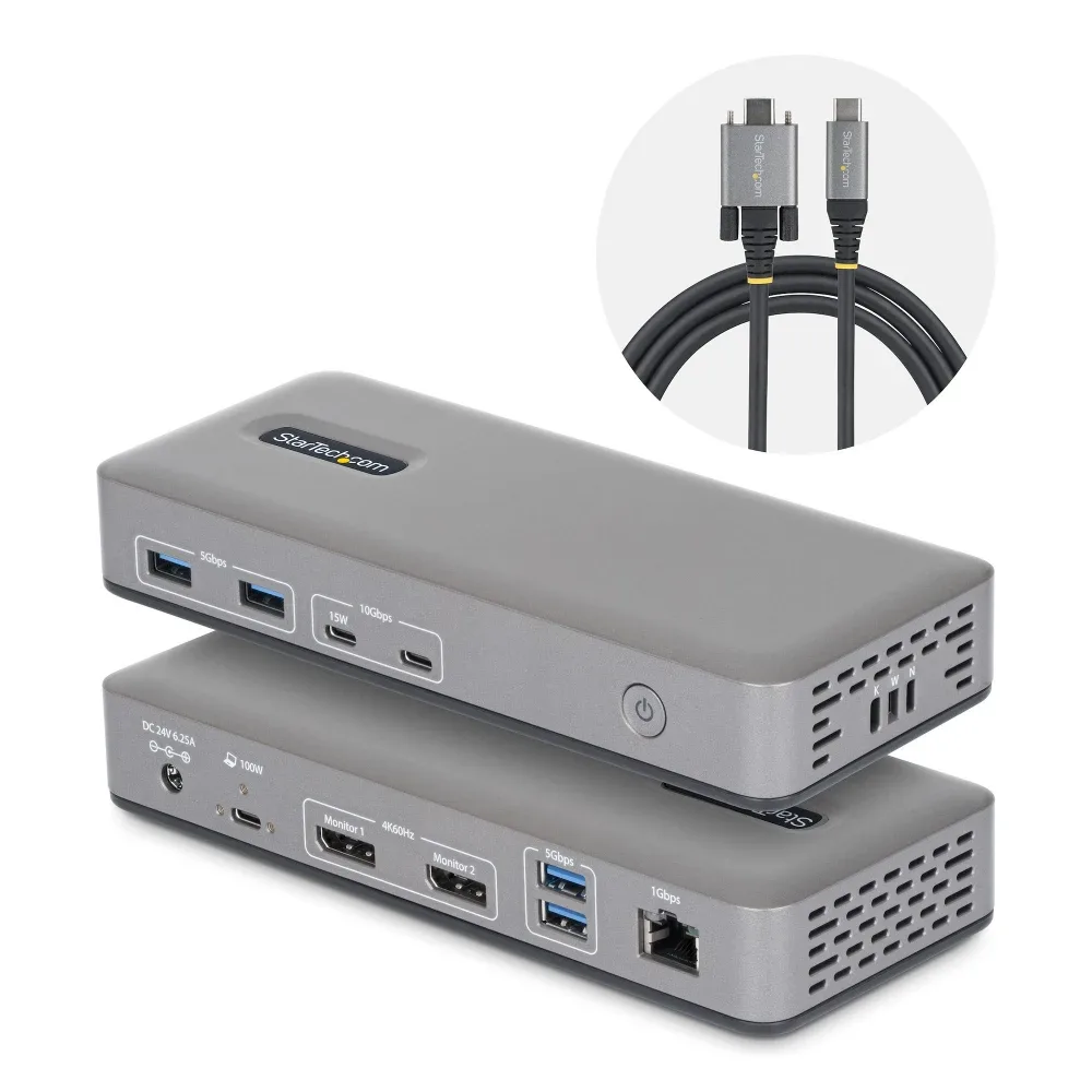 Startech - Docking station - for laptop - USB-C 3.2 Gen 2 - 2 x DP - 1GbE - United Kingdom, Europe