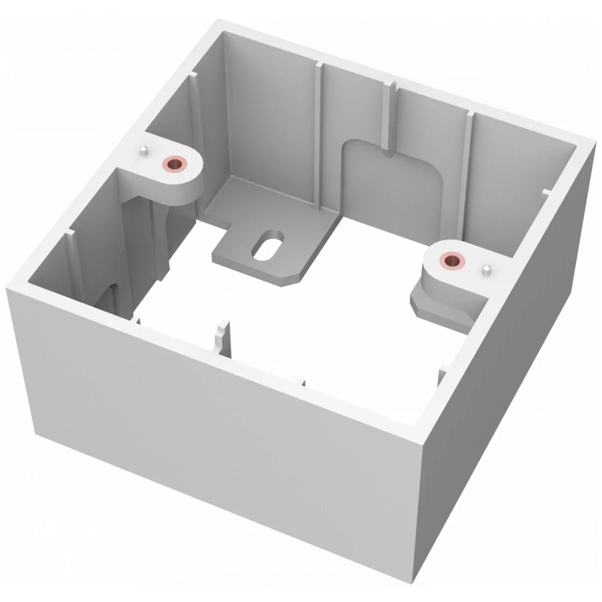 Modular AV faceplate component - single-gang surface mount UK backbox - standard surface-mount backbox (pattress) 86 x 86 x 45 mm - plastic - white