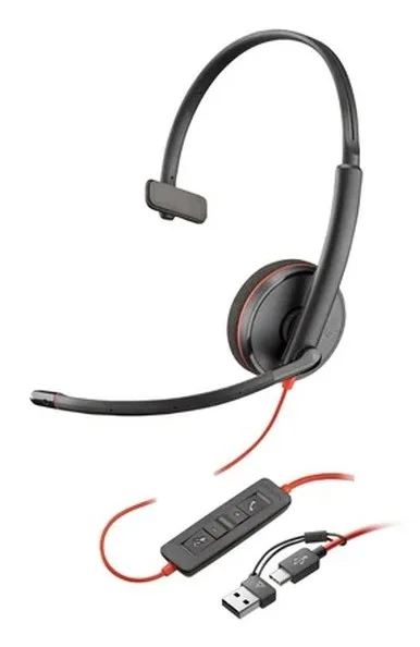 HP Poly Blackwire 3210 - Blackwire 3200 Series - headset - on-ear - wired - USB-C - black - UC certified, Certified for Skype for Business, Cisco Jabber Certified, Avaya Certified