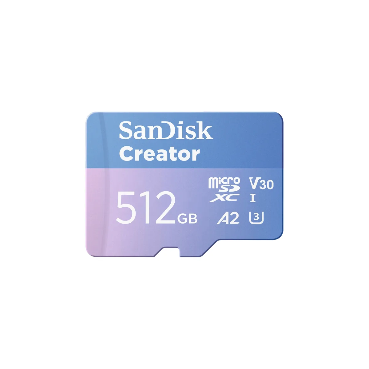 SanDisk Creator - Flash memory card (microSDXC to SD adapter included) - 512 GB - A2 / Video Class V30 / UHS-I U3 - microSDXC UHS-I