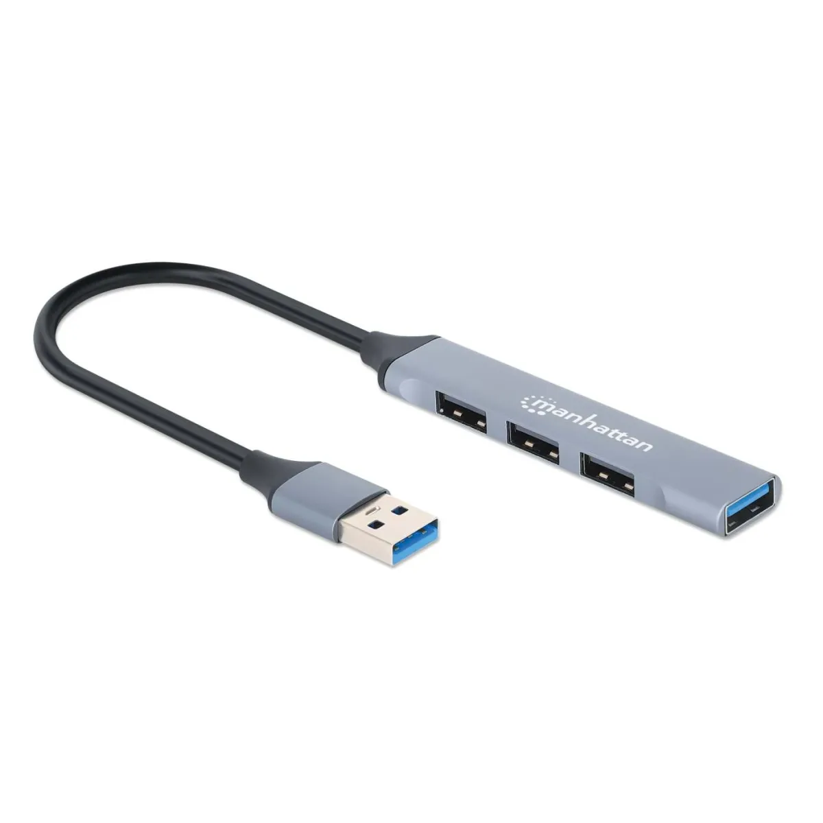 Manhattan 168427 USB-A 4-PORT Hub- 1X USB 3.0 and 3X USB 2.0 Grey