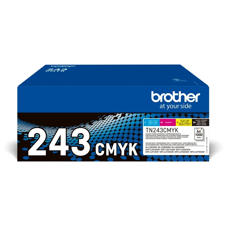 Brother TN243CMYK Value Pack - 4-pack - black, yellow, cyan, magenta - original - toner cartridge - for Brother DCP-L3510CDW, DCP-L3517CDW, DCP-L3550CDW, DCP-L3550DW, MFC-L3730CDN