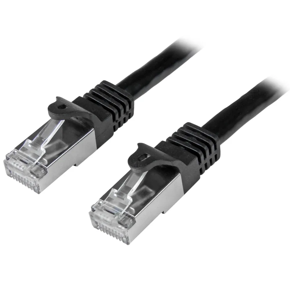 Startech 2m CAT6 Ethernet Cable, 10 Gigabit Shielded Snagless RJ45 100W PoE Patch Cord, CAT 6 10GbE SFTP Network Cable w/Strain Relief, Black, Wiring is UL Certified/TIA - Category 6 - 26AWG (N6SPAT2MBK) - Patch cable - RJ-45 (M) to RJ-45 (M) - SFTP - CAT 6 - molded, snagless - black