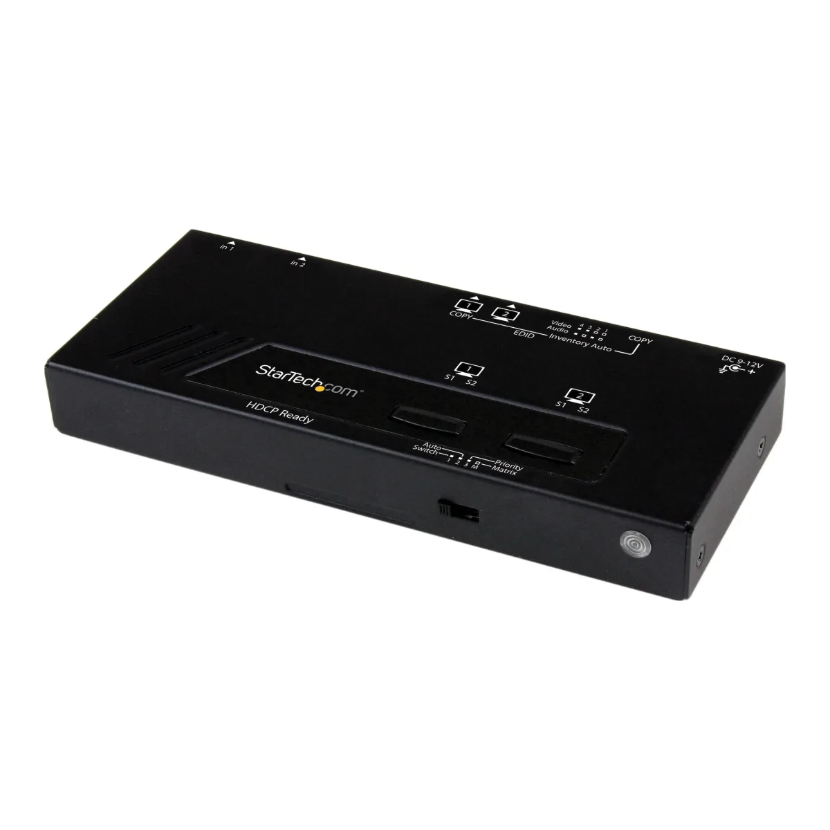 Startech 2x2 HDMI Matrix Switch with Remote - 1080p Automatic & Priority Switcher - Video Wall Auto Selector Splitter Box - Audio Out (VS222HDQ)
