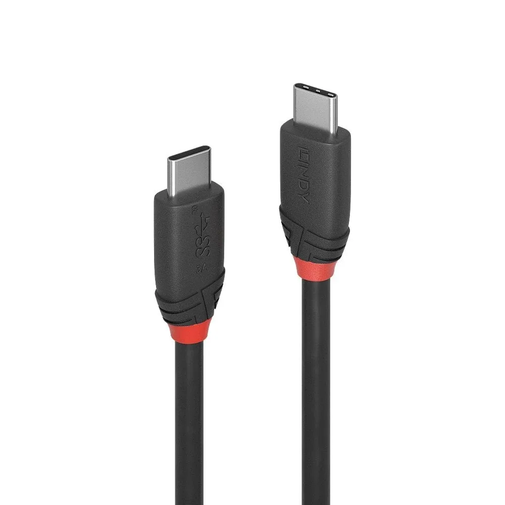 Lindy 36905 0.5M USB 3.1 Type C to C Cable 3A Black Line