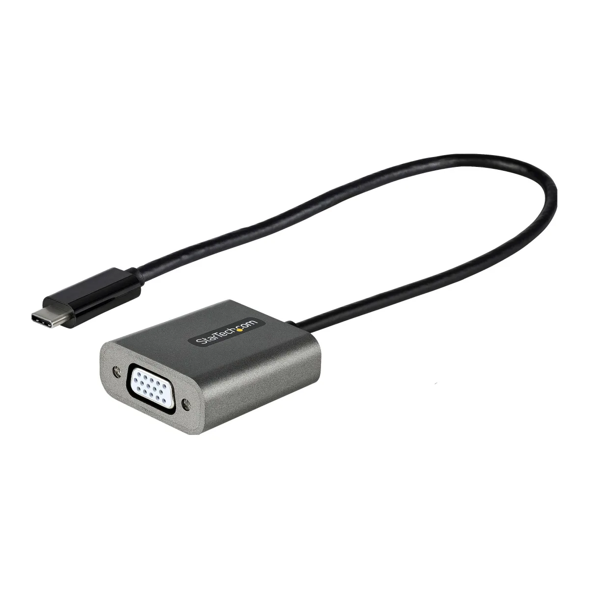 Startech USB C to VGA Adapter, 1080p USB Type-C to VGA Adapter Dongle, USB-C (DP Alt Mode) to VGA Monitor/Display Video Converter, Thunderbolt 3 Compatible, 12" Long Attached Cable - USB C to VGA Converter (CDP2VGAEC) - Adapter - USB-C male to HD-15 (VGA) female - 30 cm - black - 1200p support - for P/N: MXT101MMHQ45, MXT101MMHQ60, MXT101MMHQ65, MXT101MMHQ70, MXT101MMHQFF, TB4CDOCK