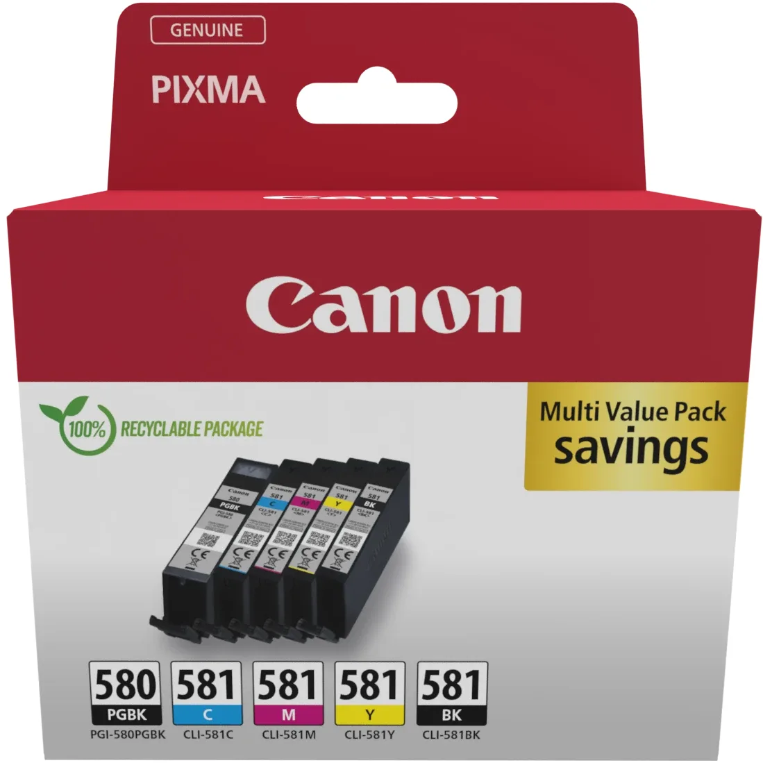 Canon PGI-580/CLI-581 PGBK/C/M/Y/BK Multi Pack - 5-pack - pigmented black, black, yellow, cyan, magenta - original - box - ink tank