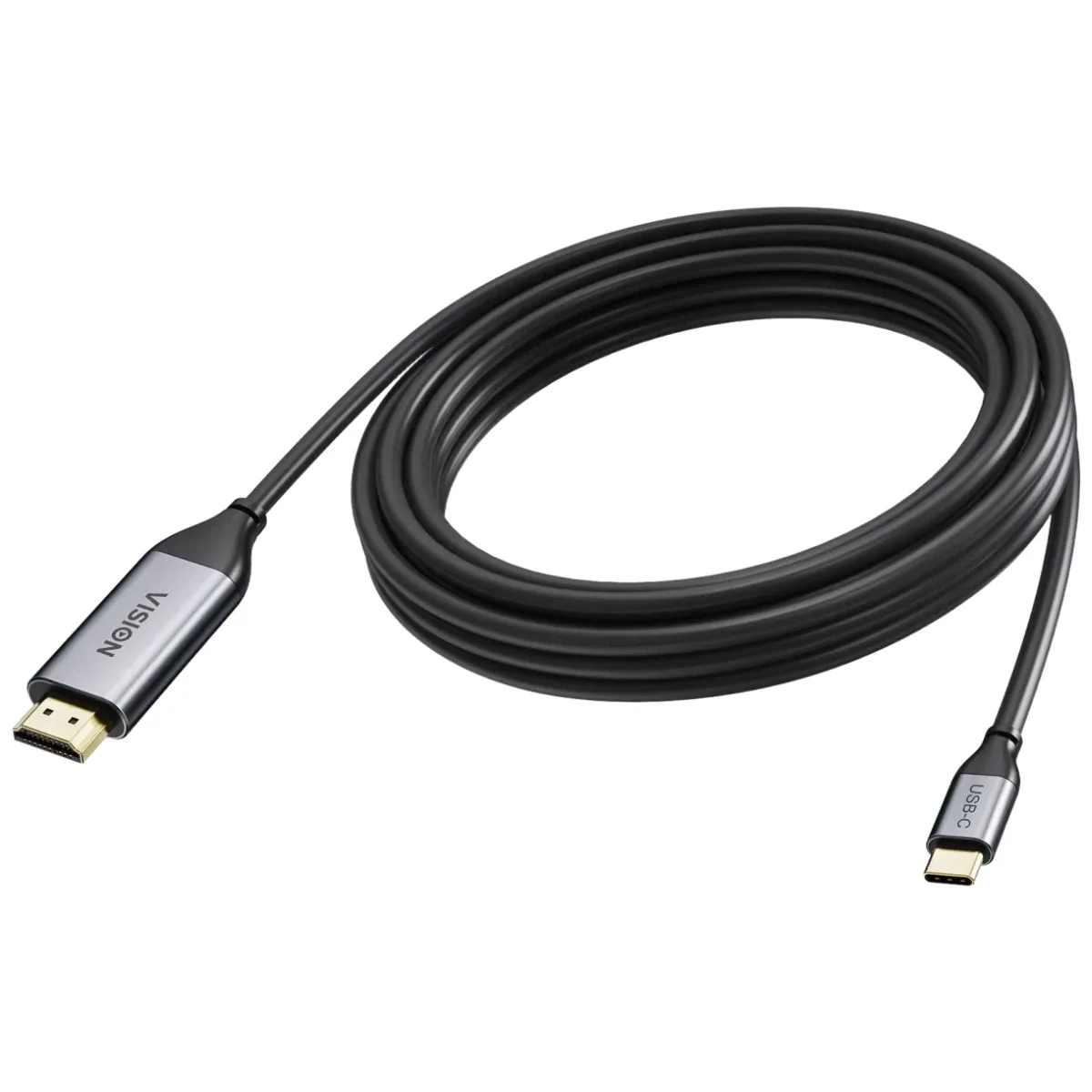 5 m USB C to HDMI cable - 4K at 60 Hz - Gold plated connectors - USB C 3.2 (m) to HDMI (m) - outer diameter 4.5 mm - 18 Gbps - 32 AWG - coaxial copper - black